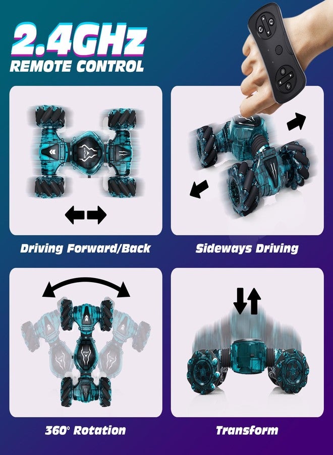 Tecnock Remote Control Car for Boys Girls, 2.4GHz 4WD Gesture Sensing RC Stunt Car Toys - 360° Rotating Double Sided Hand Controlled RC Cars with LED Lights, Gifts for Kids Ages 6-8, 8-12 - Image 2